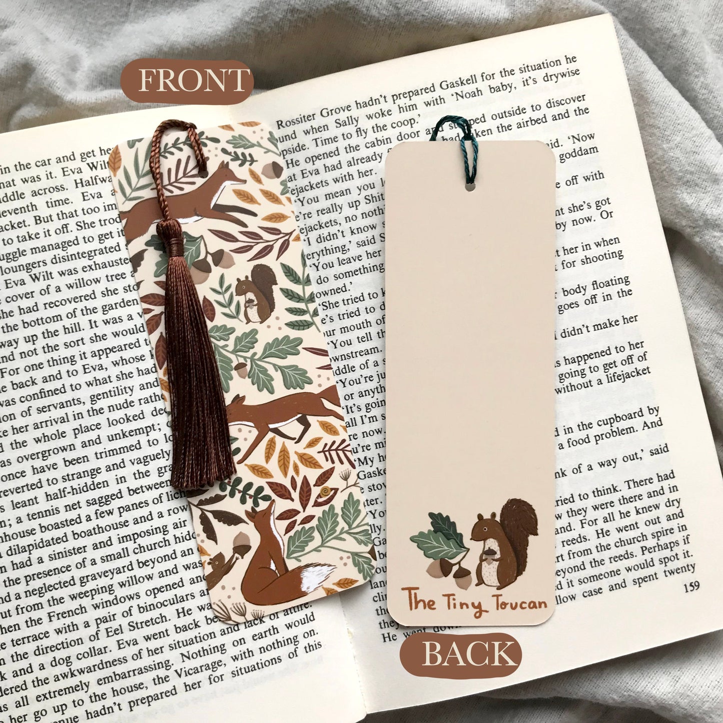 Foxes and Squirrels bookmark. Woodland Creatures illustration- Cottagecore- Autumn Fall Stationery- With or without tassel- Book lover gift