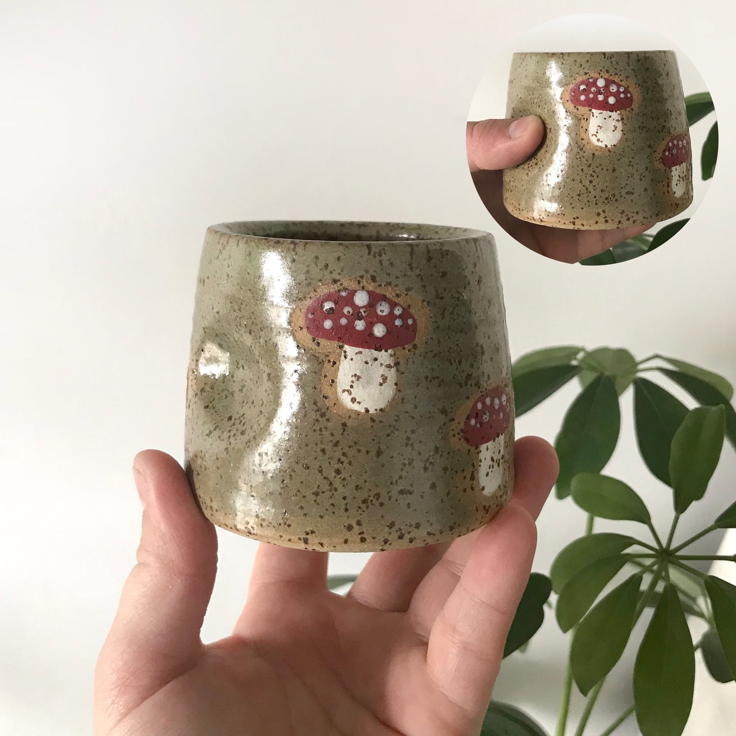 Green Mushroom Dimple Mug