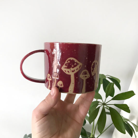 Raspberry red mushroom Mug (Large)