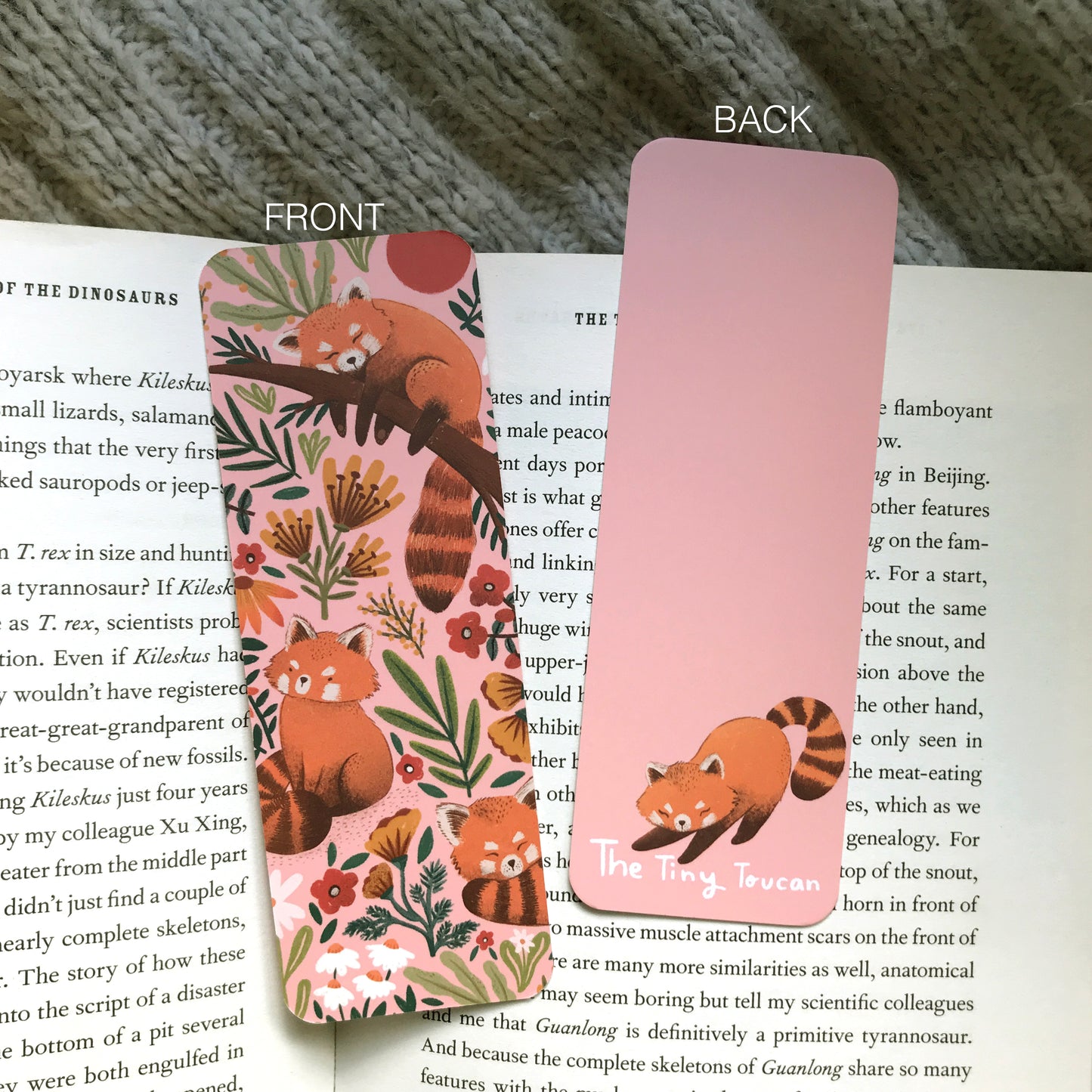 Red Pandas bookmark in Pink