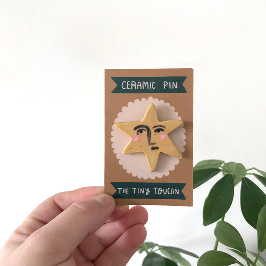 Ceramic Star Face Pin