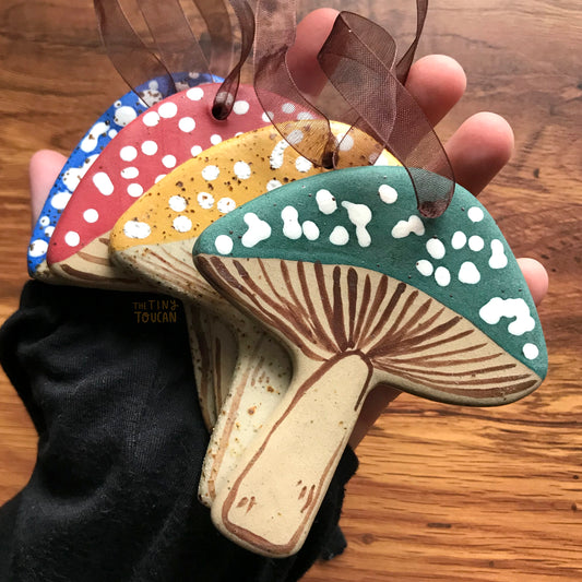 Speckled Mushroom Ornament