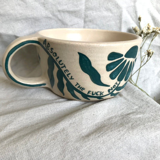 Absolutely the fuck not mug in Teal