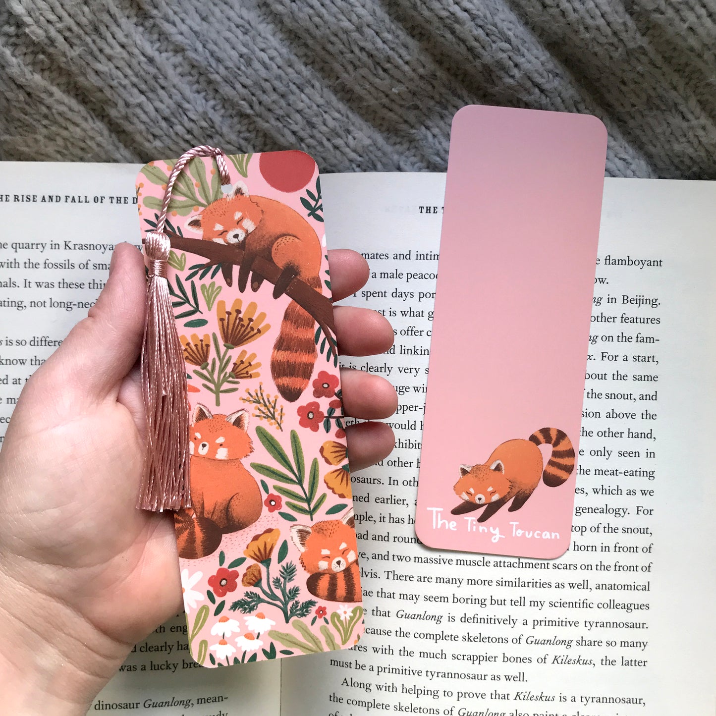 Red Pandas bookmark in Pink