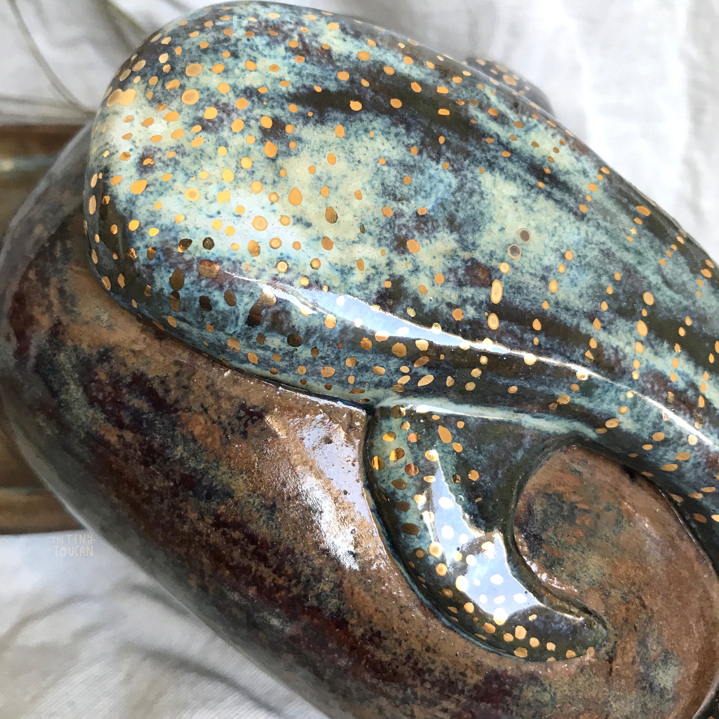 Whale Shark Butter Dish with 24k Gold