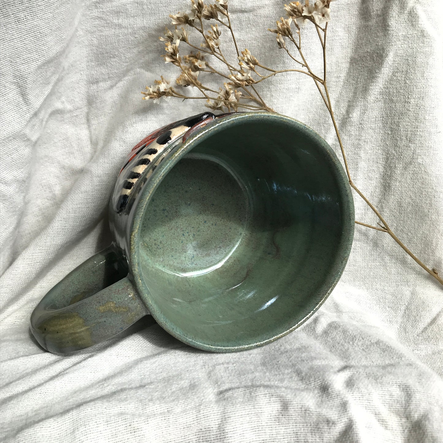 Garden Tiger Moth Mug in Sage Green