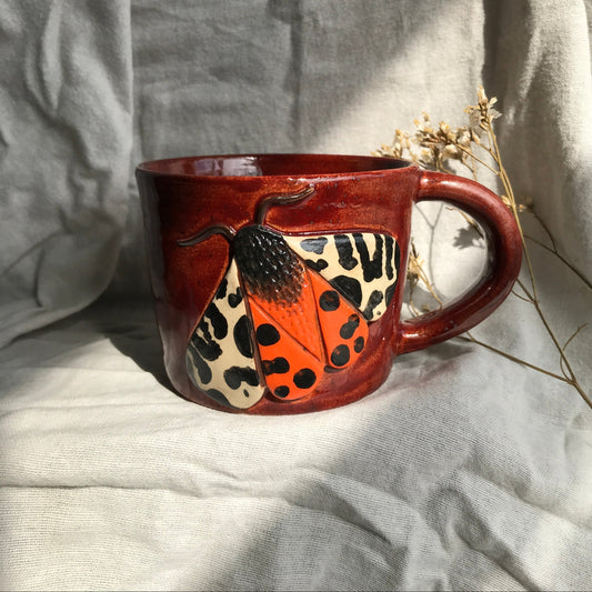 Garden Tiger Moth Mug in Firebrick Red