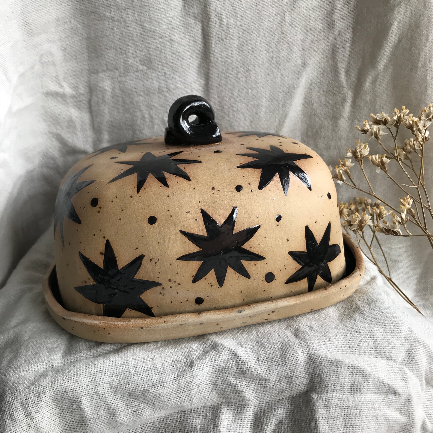 Black Stars Butter Dish