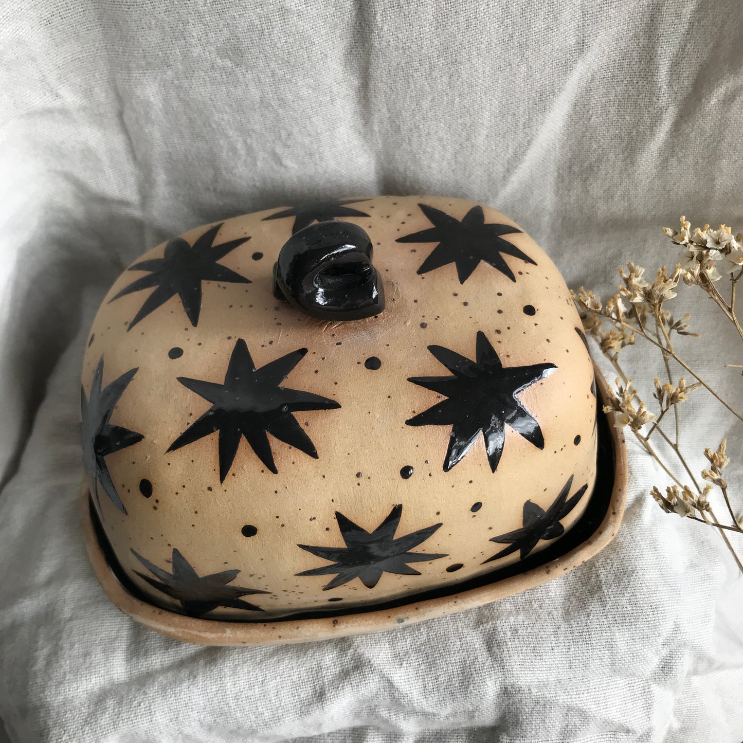 Black Stars Butter Dish