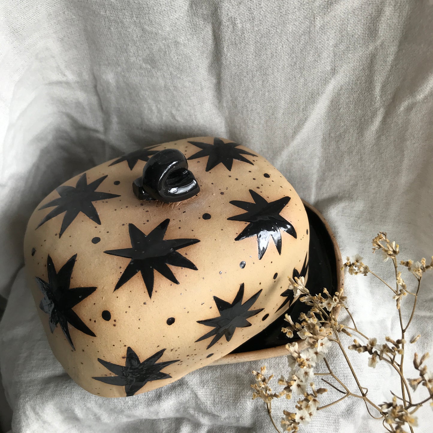 Black Stars Butter Dish