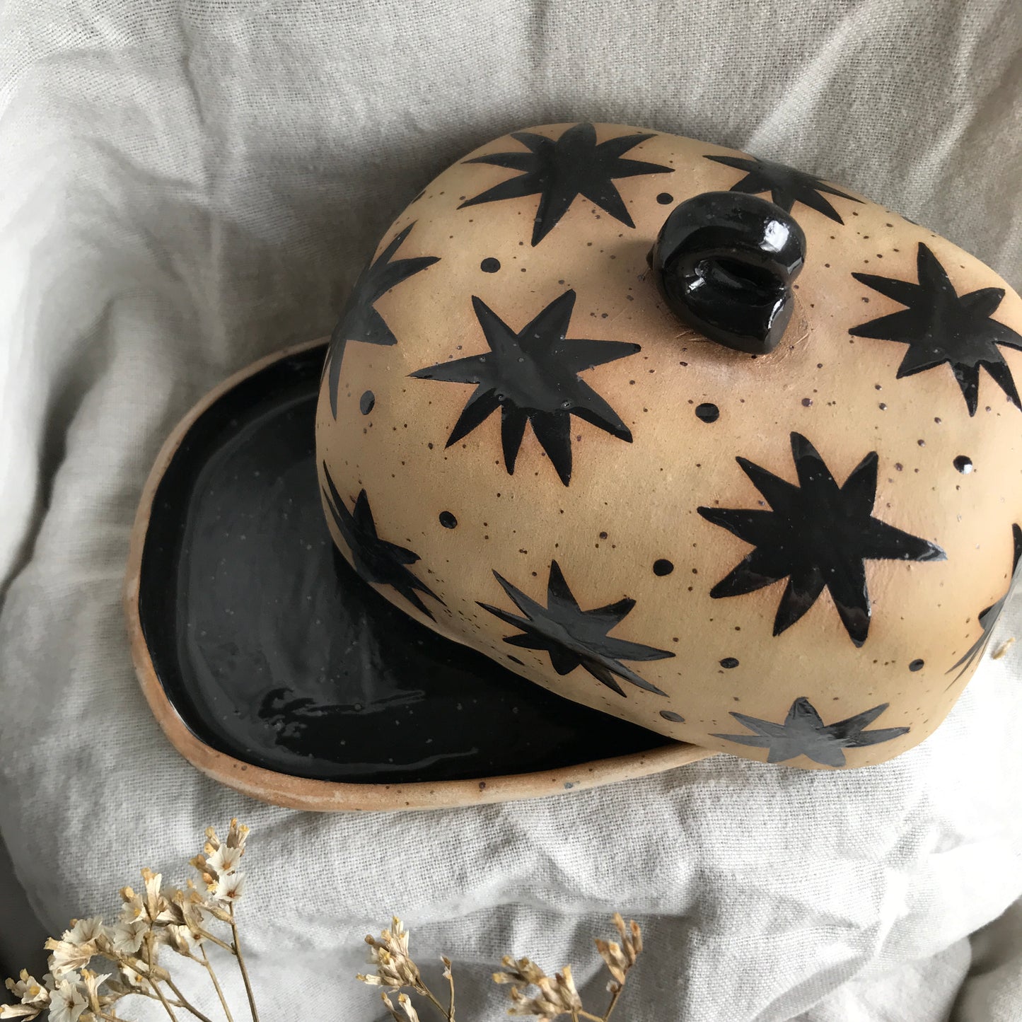 Black Stars Butter Dish