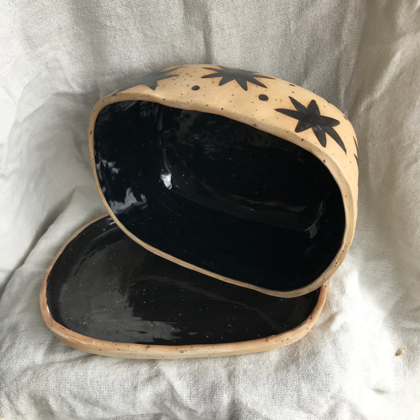 Black Stars Butter Dish