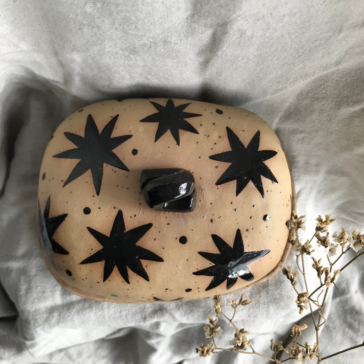 Black Stars Butter Dish