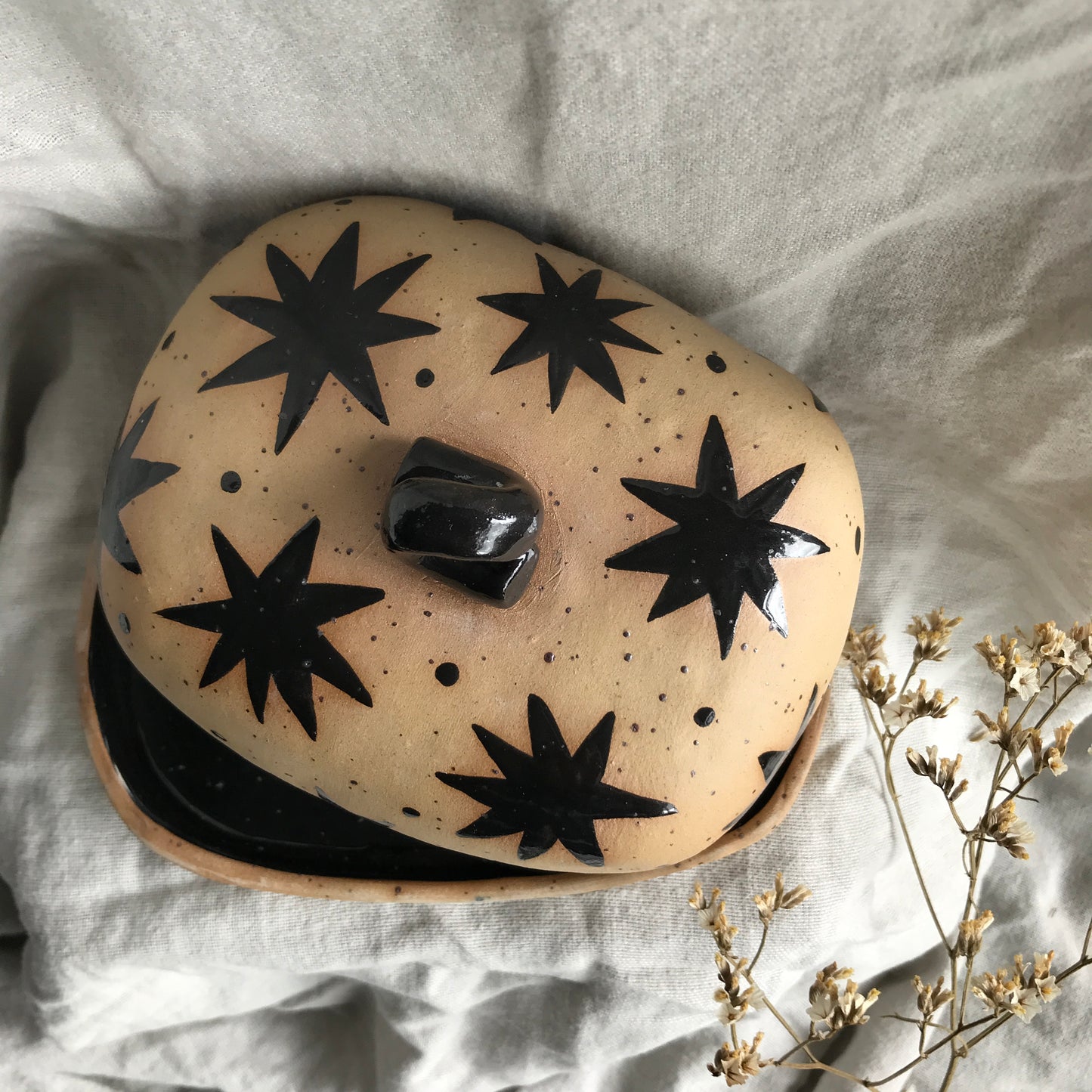 Black Stars Butter Dish