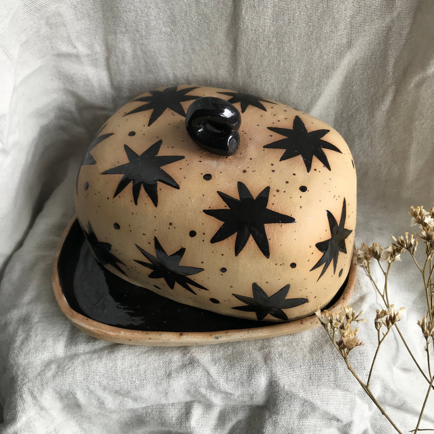 Black Stars Butter Dish