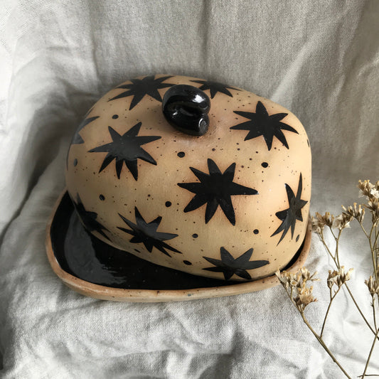 Black Stars Butter Dish