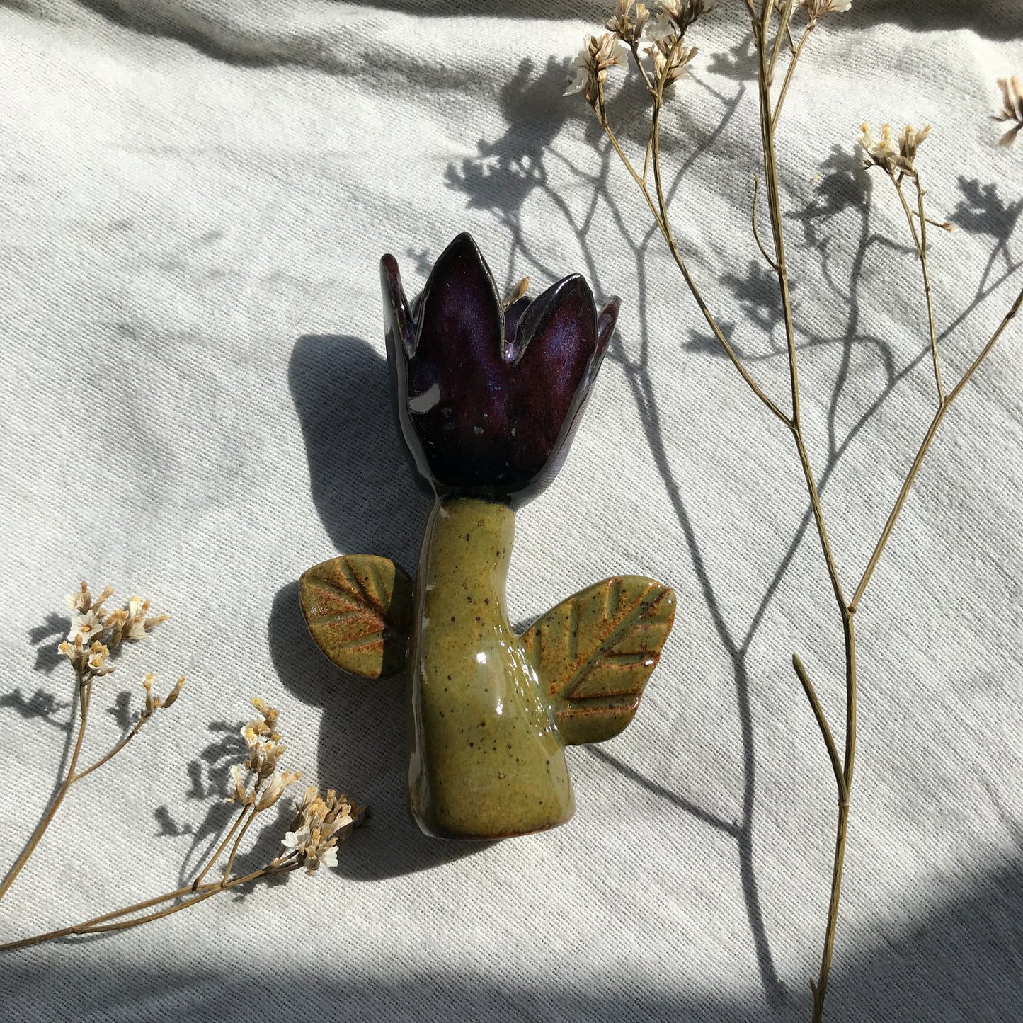 Tulip Candle Stick Holder- Deep Purple