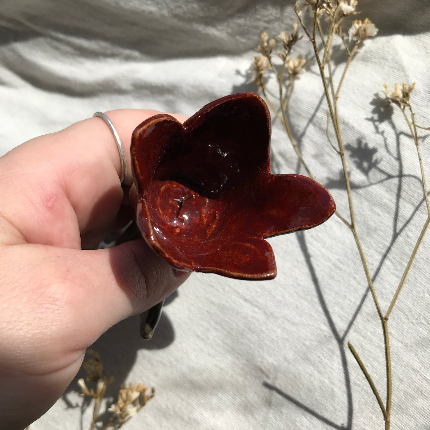 Tulip Candle Stick Holder-  Red