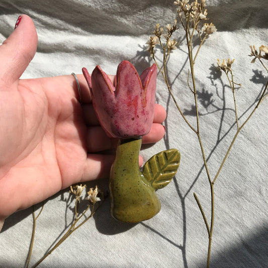 Tulip Candle Stick Holder- Pink