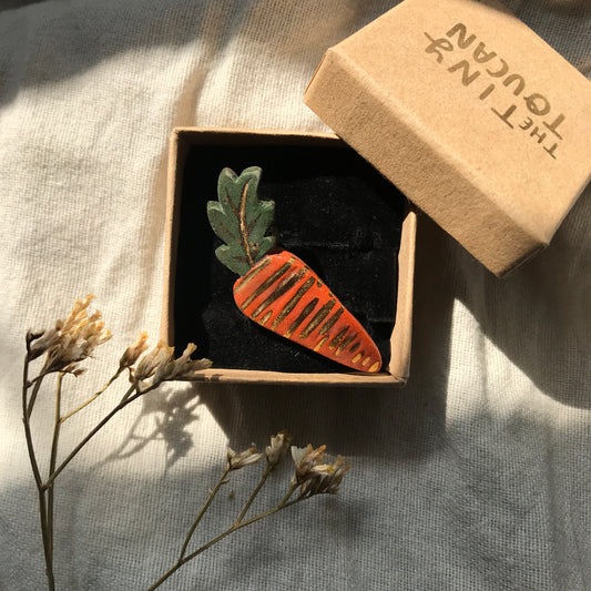 Ceramic Carrot Pin with 24 Karat Gold