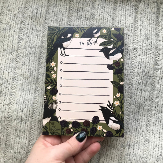 Magpies and Blackberries Memo Pad