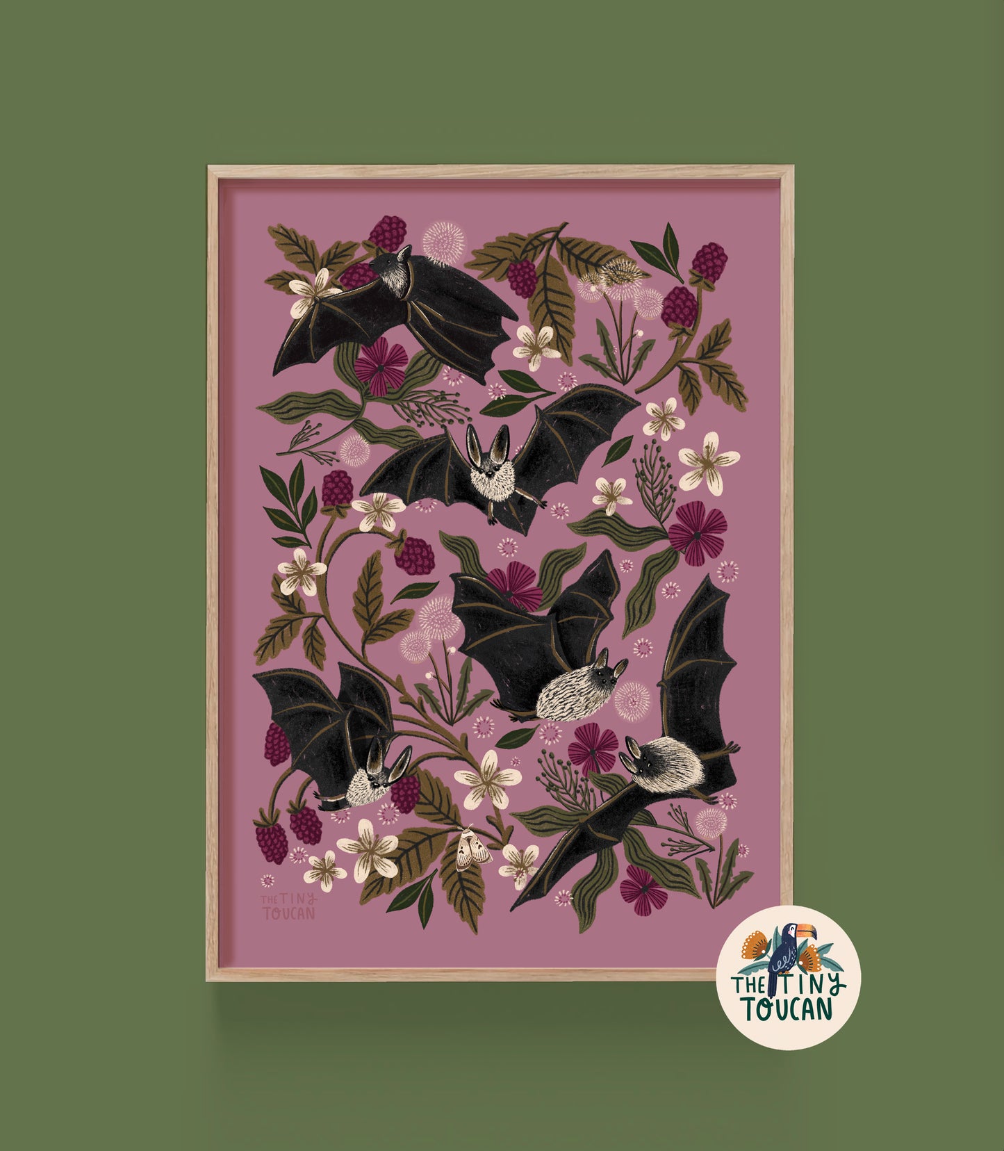 Bats and Berries Fine Art Print