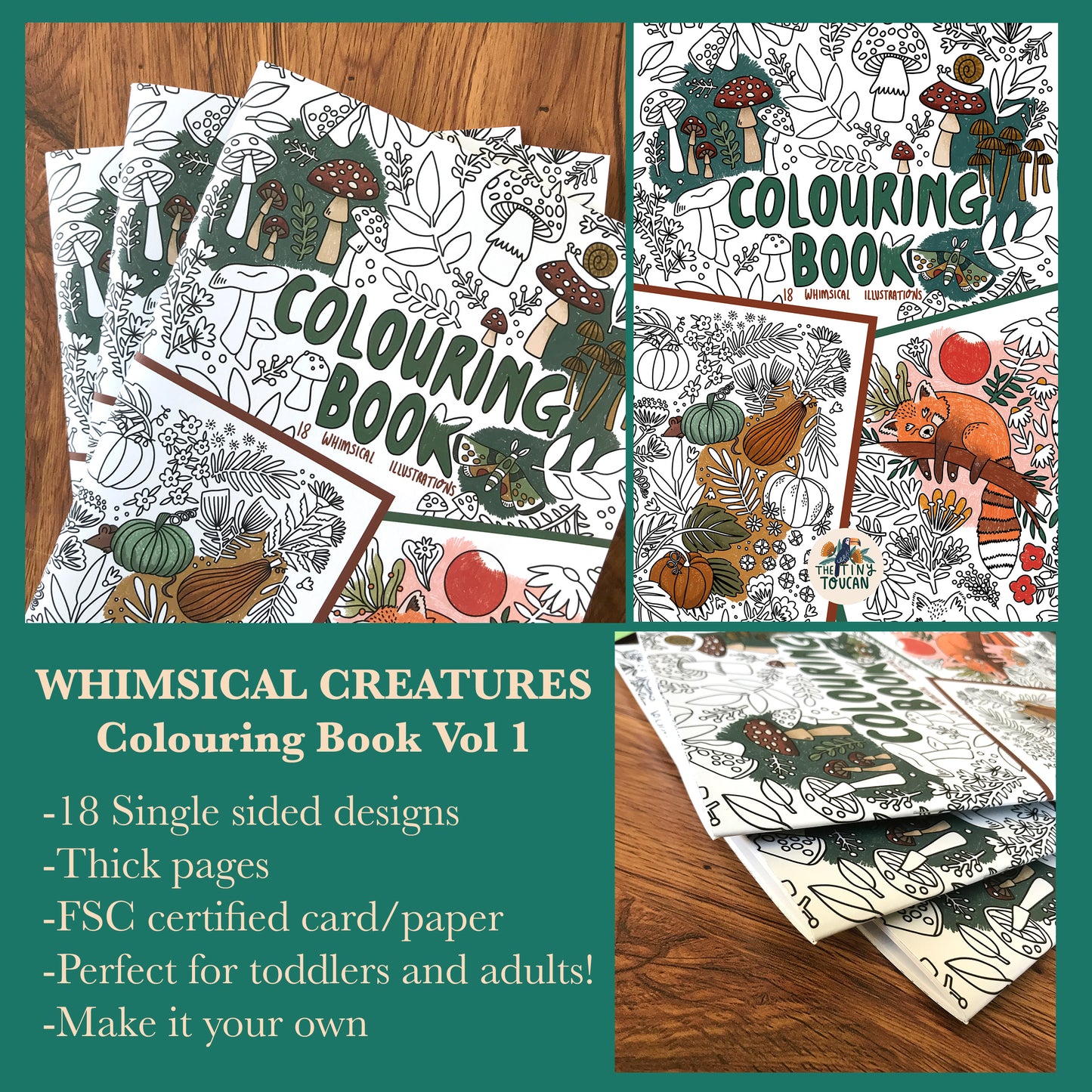 A4 Whimsical Creatures Colouring Book