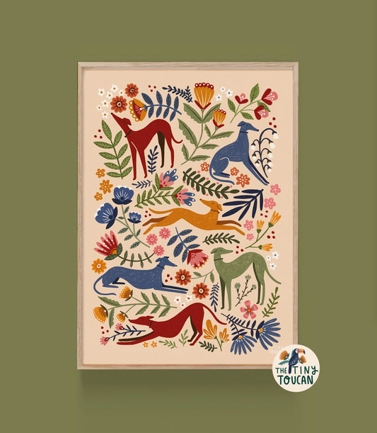 Long Dogs Fine Art Print in Autumn