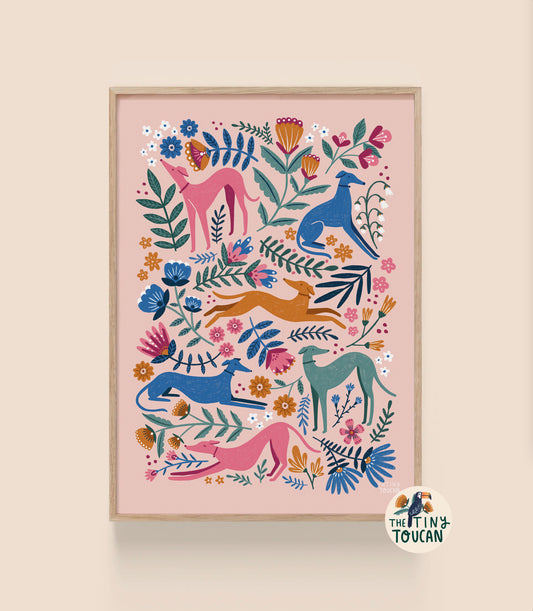 Long Dogs Fine Art Print in Spring