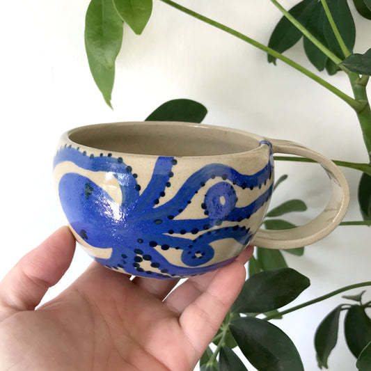 Octopus Hot Choc Mug in Blue