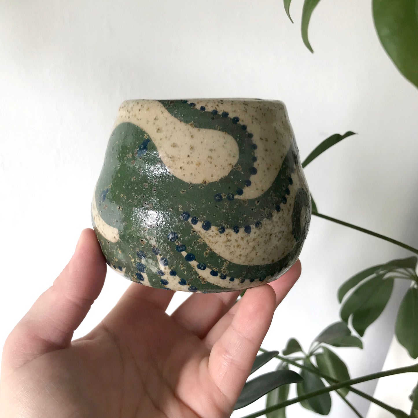 Green Octopus Dimple Mug Cup (SECOND, read description)