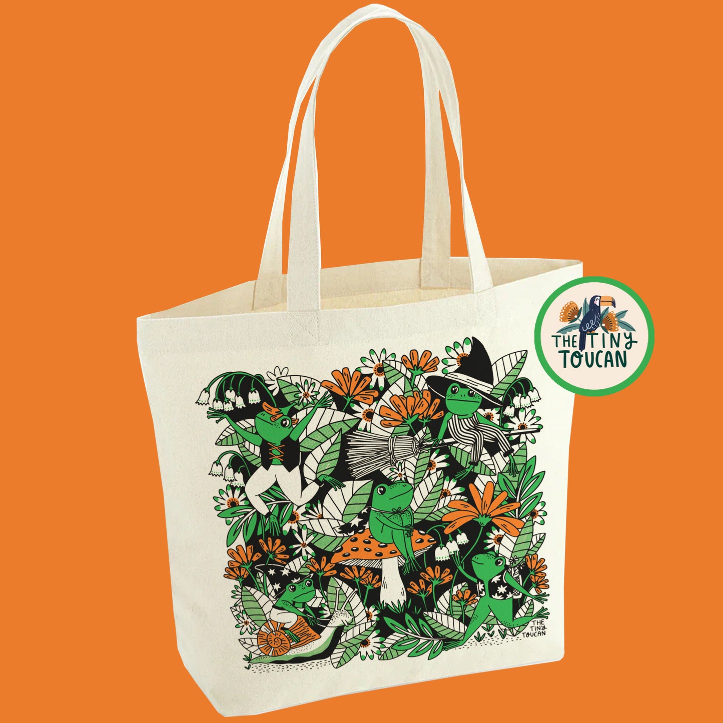 Froggies Tote Bag (Choose Pink or Orange)
