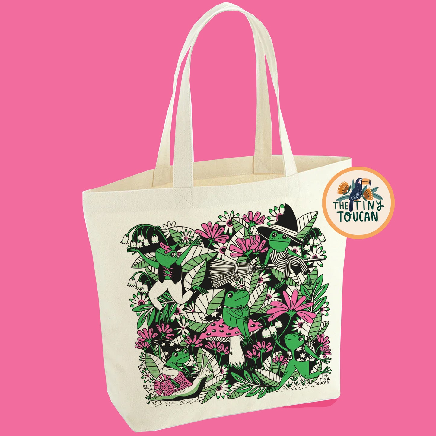 Froggies Tote Bag (Choose Pink or Orange)